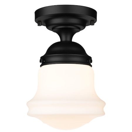 Vaughn 1 Light Flush Mount, Matte Black & Matte Opal